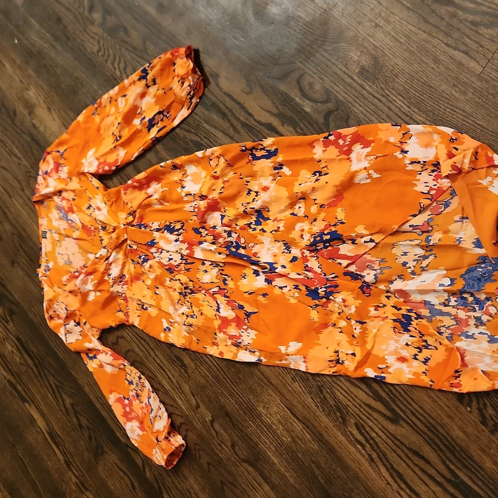 Orange Faux Wrap Dress